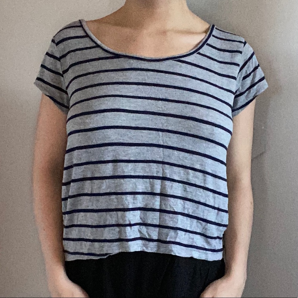 Charlotte Russe Grey Striped Crop Top